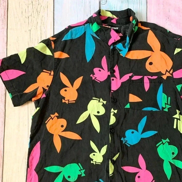 Playboy by pacsun men short sleeve button down shirt - Picture 2 of 10